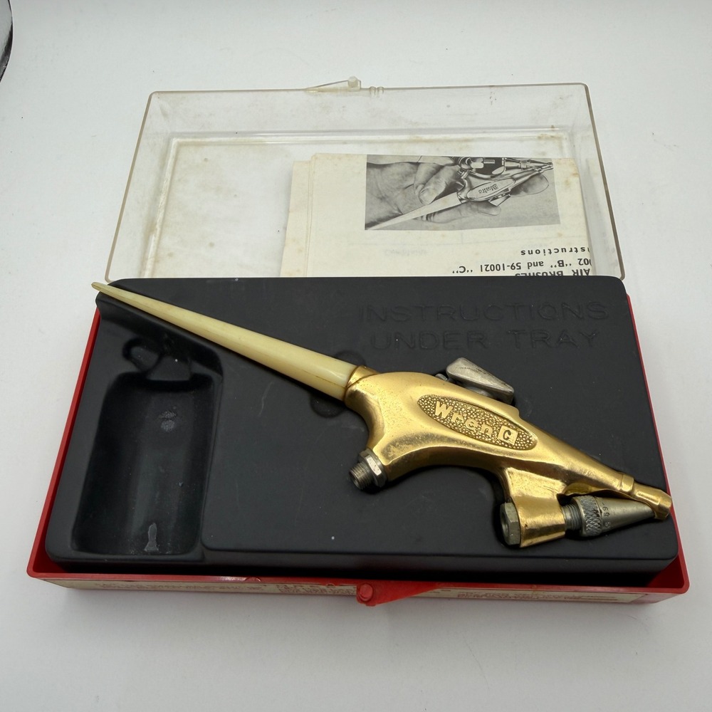 Binks Wren C Airbrush Model 59-10021 Gold Brass Single Action Ceramic Glaze